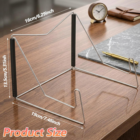 Book Stand for Reading - Fold-n-Stow Portable Book Stand, Metal Music Books Easel Display Holder for Display Pictures Photo Frames Books Decorative Plates Plaque Menu