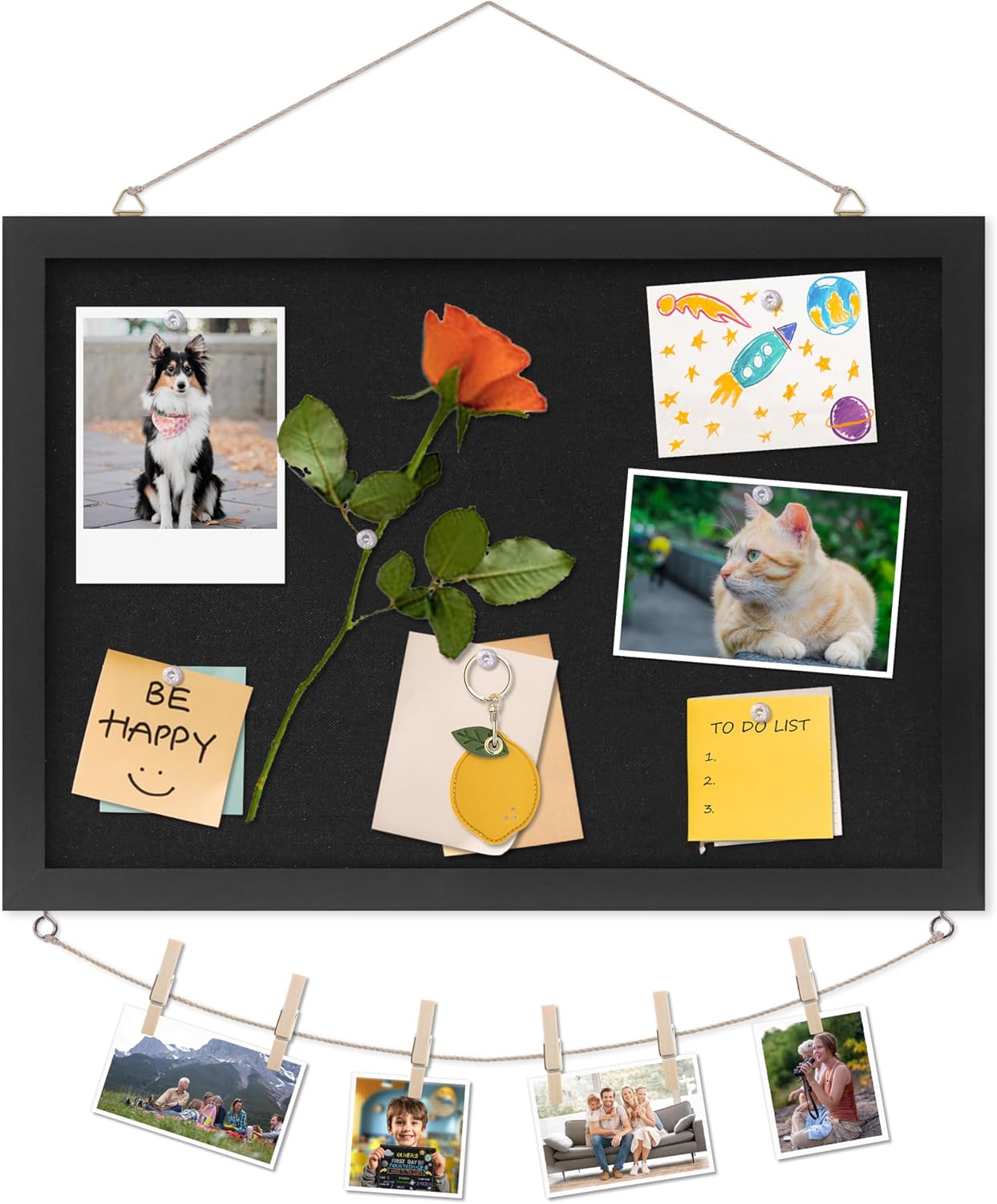 DAHAPYBOO Cork Board with Linen White,Bulletin Board 17"x12" Hanging Corkboards for Office Home School Message Board or Vision Board Decoration.