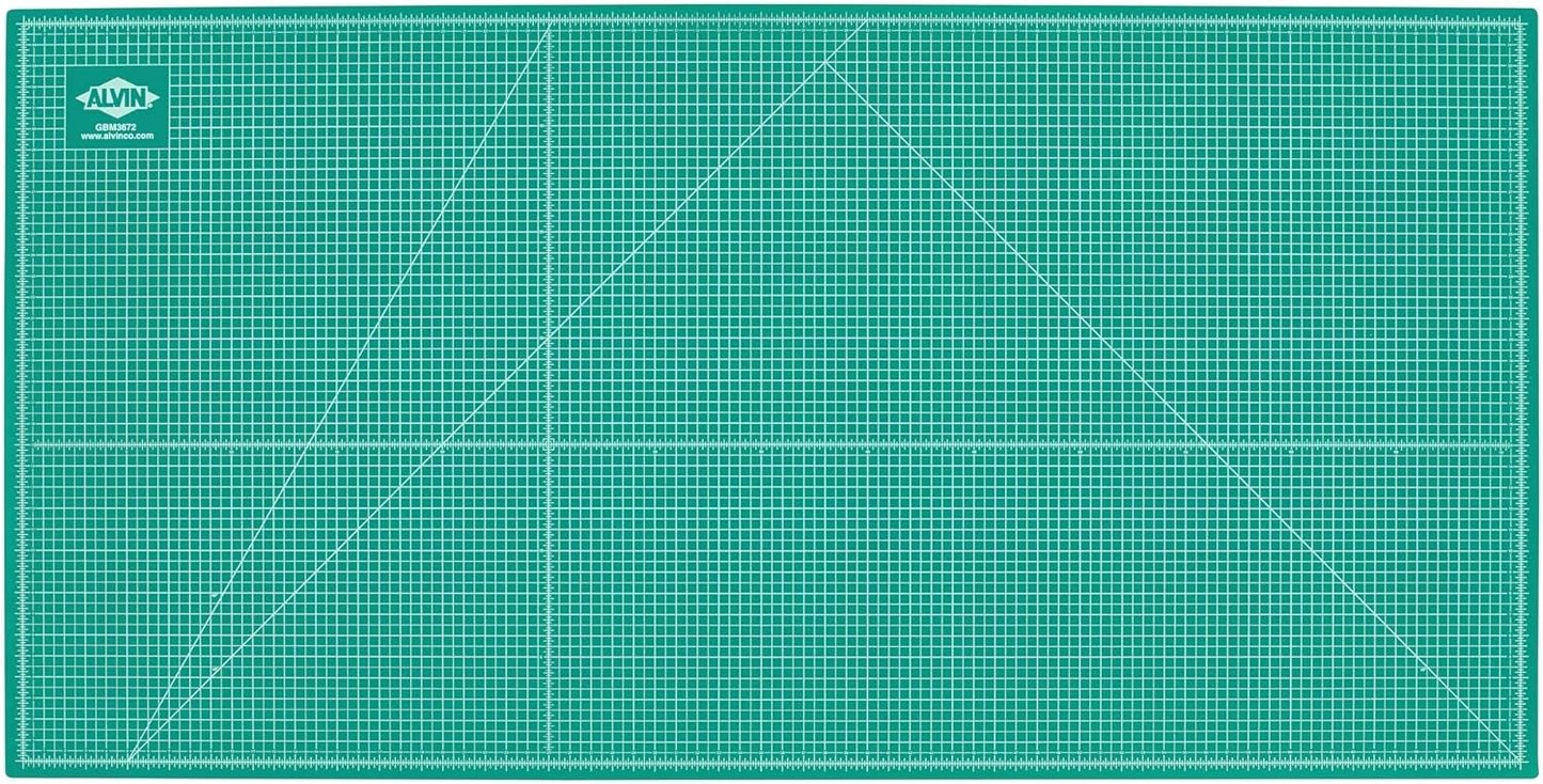 ALVIN GBM Self-Healing Cutting Mat 48 x 96 inch | Double-Sided Green/Black | 5-Layer Gridded Surface for Arts, Crafts and Sewing - Model GBM4896
