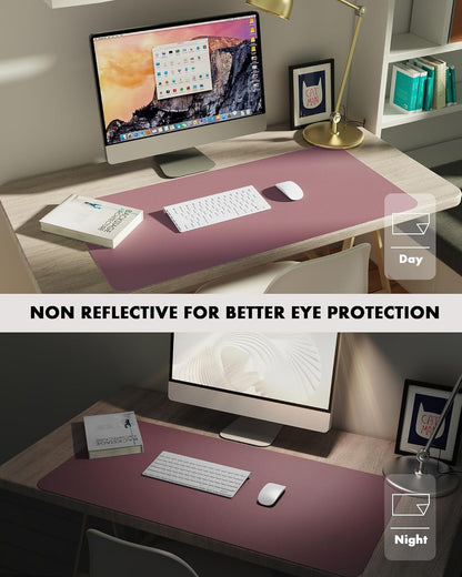 YSAGi Double-Sided Desk Pad, 31.5"x15.7"Leather Desk Mat, Eco Cork Desk Pad Protector,Large Mouse Pad,Waterproof Desk Blotter for Office/Home(Coffee)