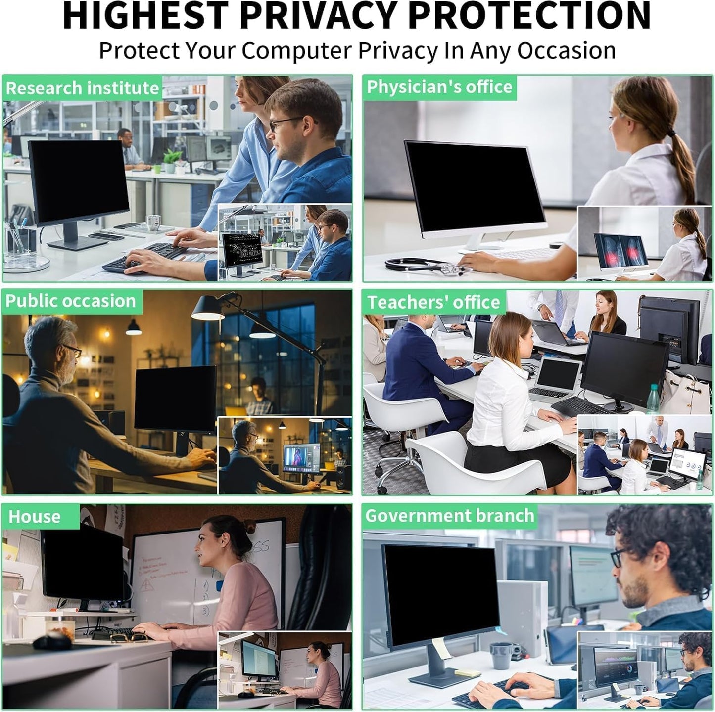 2 Pack- 27 Inch Curved Computer Privacy Screen Filter for 16:9 Widescreen Computer Screen Protector Computer Screen Privacy Shield Anti Glare and Blue Light