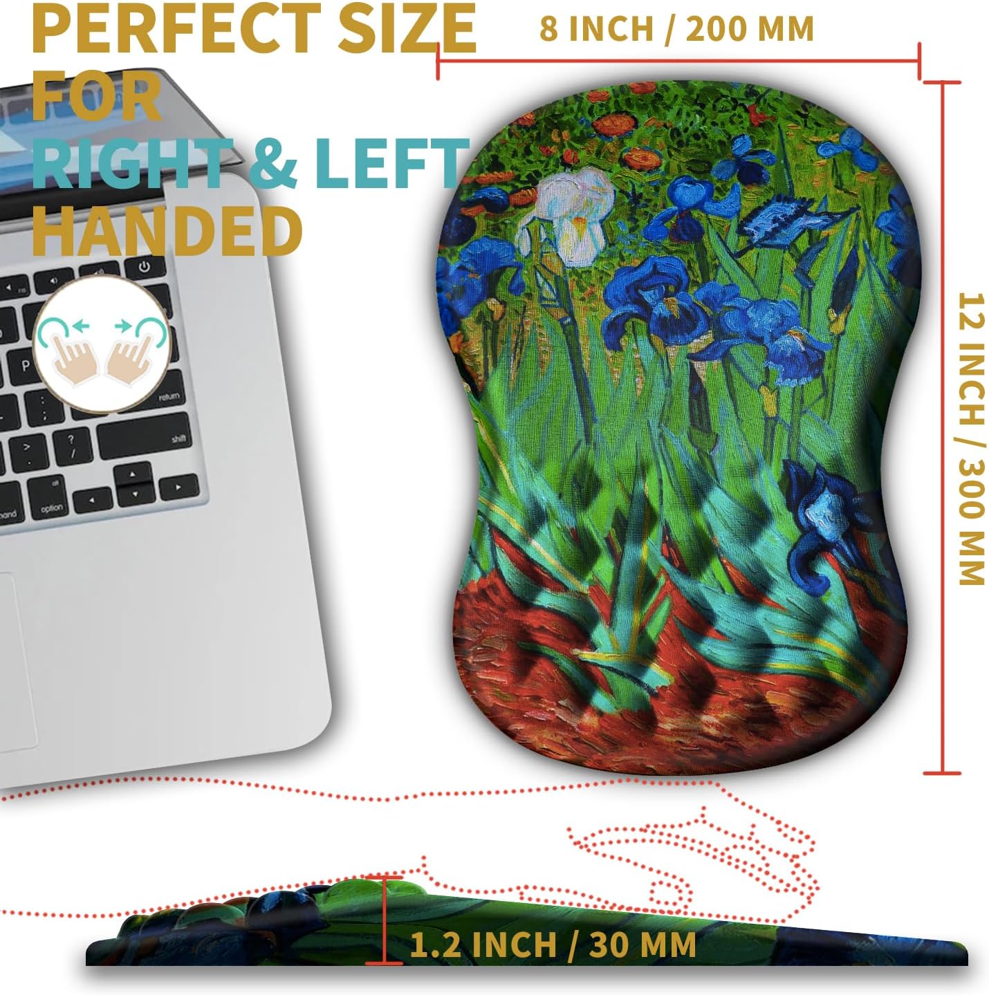 Hokafenle Ergonomic Mouse Pad Wrist Support with Massage Design, Wrist Rest Pain Relief Mousepad with Memory Foam&Non-Slip PU Base, Mouse Pads for Wireless Mouse & Desk (12x8 inch,Black)