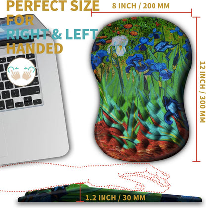 Hokafenle Ergonomic Mouse Pad Wrist Support with Massage Design, Wrist Rest Pain Relief Mousepad with Memory Foam&Non-Slip PU Base, Mouse Pads for Wireless Mouse & Desk (12x8 inch,Black)