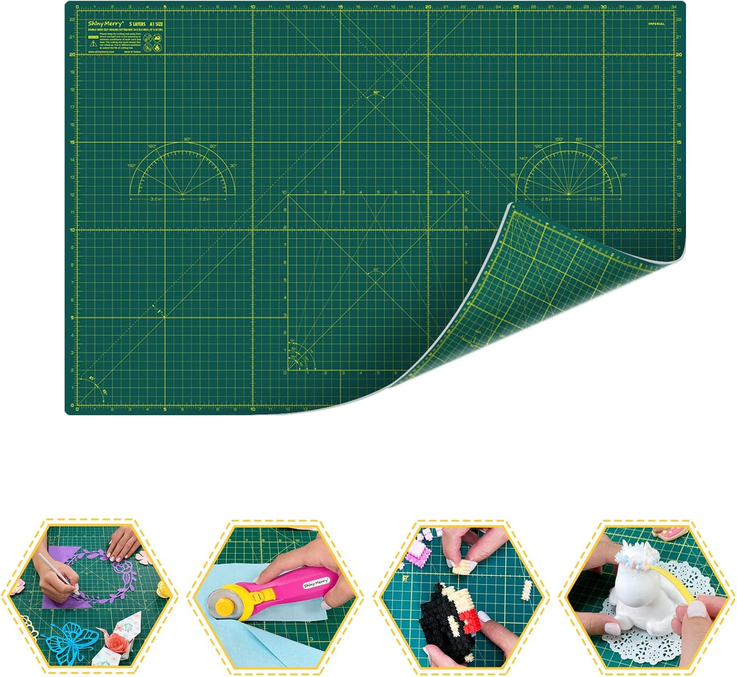Self Healing Cutting Mat A3 12"x18" – Double Sided 5-Ply Craft Mat for Sewing, Quilting, Fabric, Scrapbooking – Pink/Purple