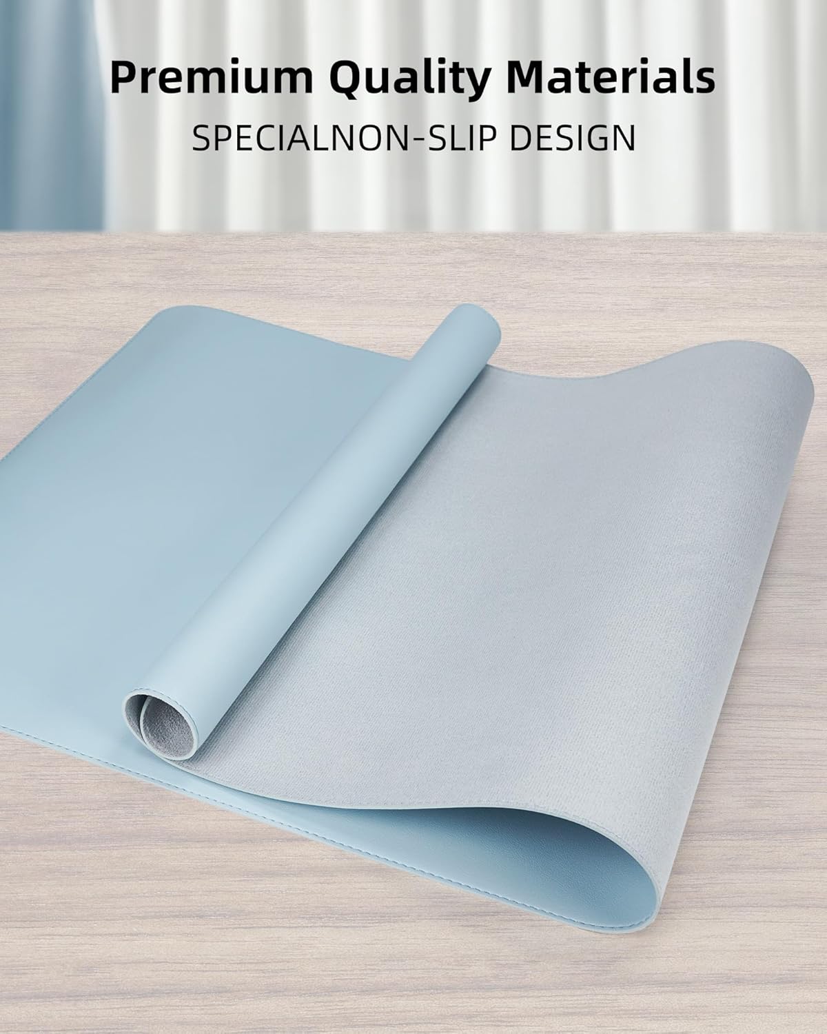 AFIING Desk Pad Protector 23.6" x 13.7" - Non-Slip Waterproof PU Leather Desk Mat for Mouse, Keyboard, Laptop, Office and Home Workspace (Beige)