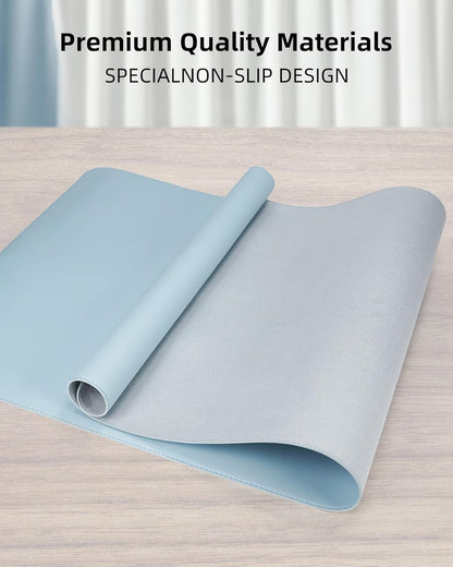 AFIING Desk Pad Protector 23.6" x 13.7" - Non-Slip Waterproof PU Leather Desk Mat for Mouse, Keyboard, Laptop, Office and Home Workspace (Beige)