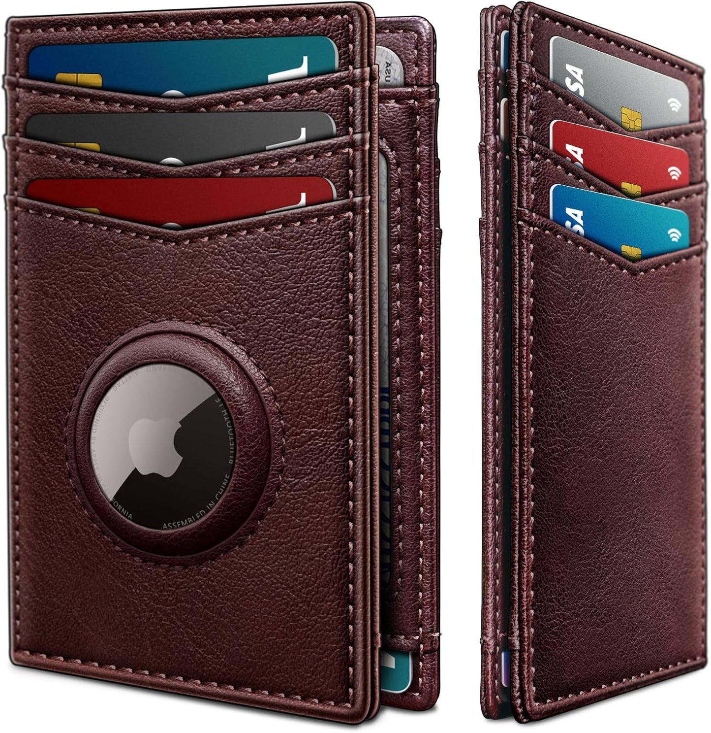 miyozi Airtag Slim Leather Wallet for Men - 12-Card Capacity, Magnetic Closure, Money Clip & Simplified Bill Compartment, RFID Blocking (4.3" x 3.0") | Gift Boxed