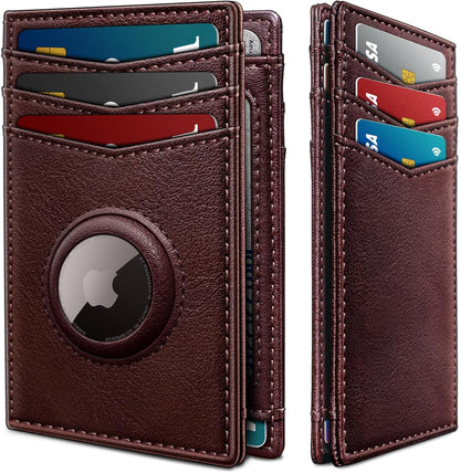 miyozi Airtag Slim Leather Wallet for Men - 12-Card Capacity, Magnetic Closure, Money Clip & Simplified Bill Compartment, RFID Blocking (4.3" x 3.0") | Gift Boxed