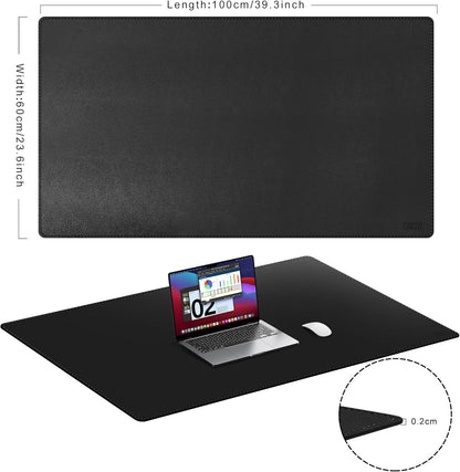Cacoy 36" x 20" Leather Desk Mat for Home Office, Extra Large PU Leather Desk Pad Blotters, Waterproof Computer Keyboard Mat, Extended Gaming Mouse Pad, Desk Protector for Desktop and PC Laptop, Black