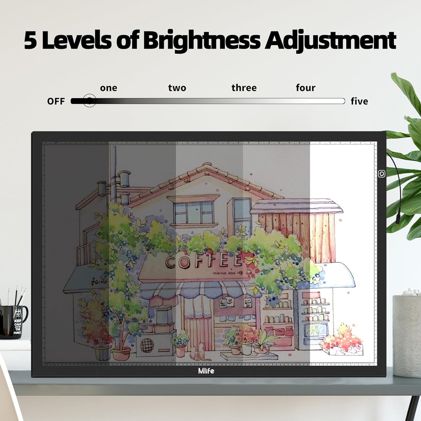 Mlife A2 LED Light Pad for Diamond Art Painting Light Board with 3 Brightness, Tracing Light Board with USB Cable & 4 Fasten Clips for Sketching, Animation, Drawing, Diamond Art Painting Supplies
