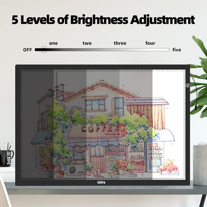 Mlife A2 LED Light Pad for Diamond Art Painting Light Board with 3 Brightness, Tracing Light Board with USB Cable & 4 Fasten Clips for Sketching, Animation, Drawing, Diamond Art Painting Supplies