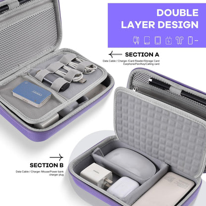Hard Travel Electronic Organizer Case for MacBook Power Adapter Chargers Cables Power Bank Apple Magic Mouse Apple Pencil USB Flash Disk SD Card Hard Drive Waterproof Shockproof Carrying Bag, Black