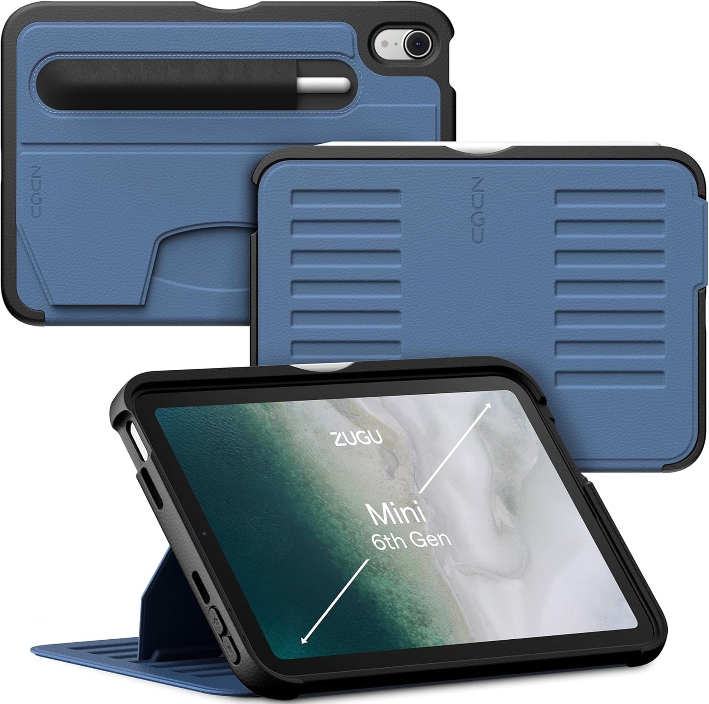 Zugu Case for 2024 iPad mini 7 & 2021 iPad mini 6, Slim Protective Case, Apple Pencil Pocket, 5 ft. Drop Protection, Secure 7 Angle Magnetic Stand, Sleep/Wake Cover (A17 Pro, A2567, A2568, A2569)