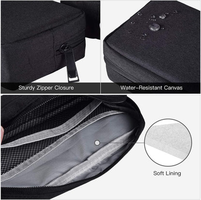 imComor Universal Electronics Accessories Case, 2-Pack Portable Soft Carrying Case Bag Wire Cable Organizer for Hard Drive, Power Adapter, Laptop Mouse, Cosmetics Kit, Small+Big-Black