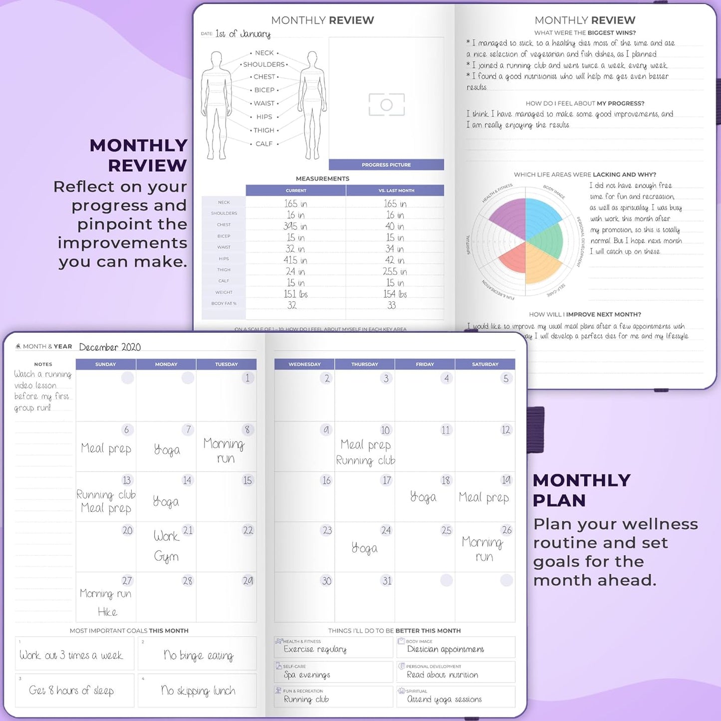 Clever Fox Fitness & Food Journal – Nutrition & Workout Planner for Women & Men – Diet & Gym Exercise Log Book with Calendars, Diet & Training Trackers - Undated, A5 Size, Hardcover (Forest Green)