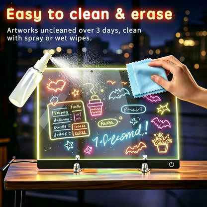 LED Drawing Board for Kids,13.7" USB Light Up Tracing Tablet Full Art Set with 6 RGB Light Modes, Doodle Glow LED Note Board with Colors, Gifts for Kids Birthday Christmas Gift Ideas