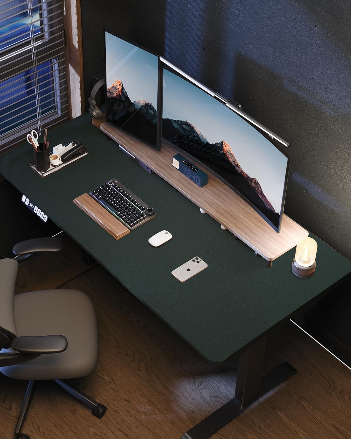 AFIING Desk Pad Protector 23.6" x 13.7" - Non-Slip Waterproof PU Leather Desk Mat for Mouse, Keyboard, Laptop, Office and Home Workspace (Beige)