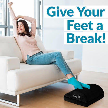ComfiLife Foot Rest for Under Desk at Work – Adjustable Height Memory Foam Foot Stool for Under Desk, Office Chair & Gaming Chair – Ergonomic Footrest for Back & Hip Pain Relief (Black)