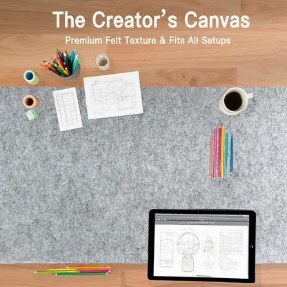 Large Felt Desk Mat, 35.4"x15.4" Felt Desk Pad - Non-Slip Keyboard Mat & Mouse Pad for Office and Gaming, Water Resistant Desktop Protector for Computer, Home, Work (Black Gray)