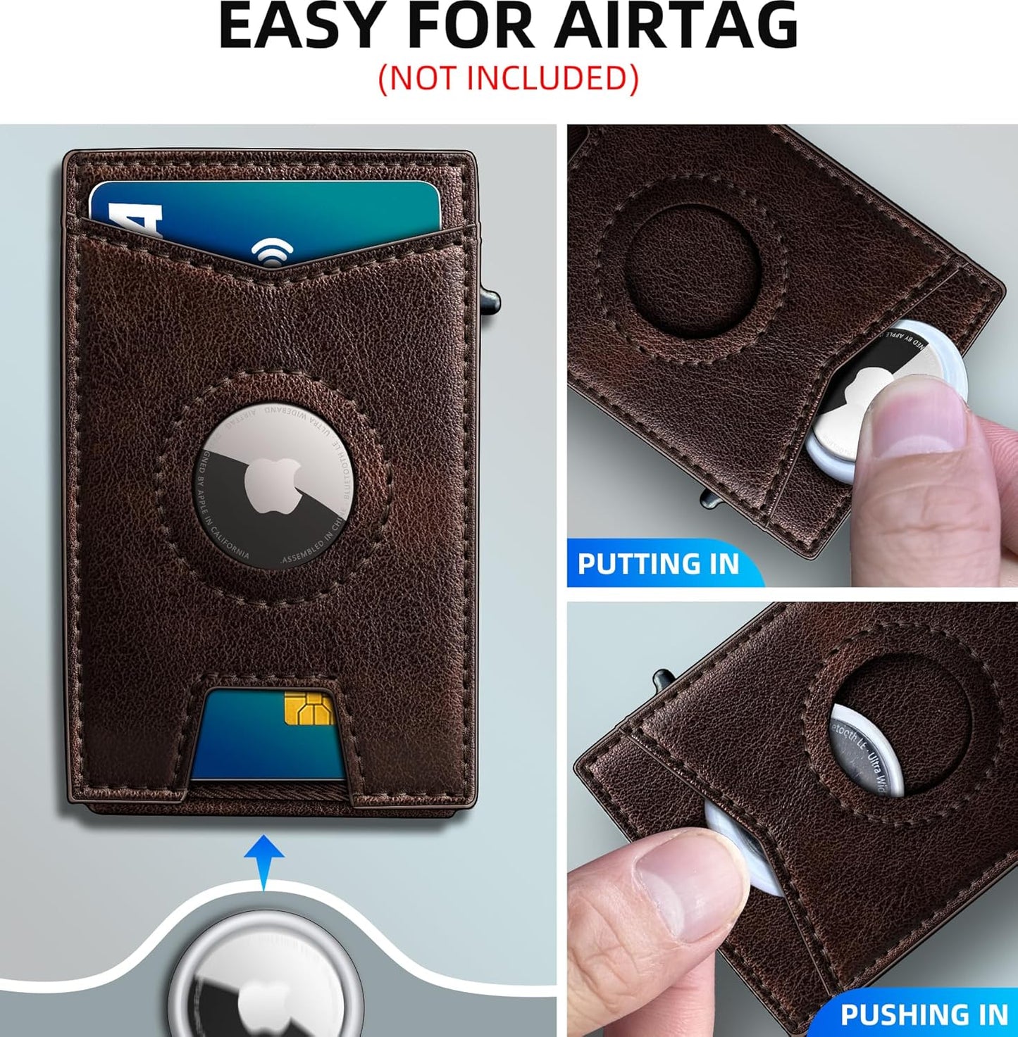miyozi Airtag Wallet for Men Money Clip 9-Card Pop-Up Credit Card Holder with ID Window RFID Blocking Metal Case Magnetic Closure Front Pocket Wallet Gift Box | with Money Clip
