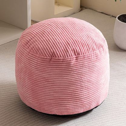 HIGOGOGO Round Stuffed Pouf Ottoman, Corduroy Poufs with Foam Chunk Filling, Furry and Fluffy Pouf Foot Stool Storage Ottoman, 20 X 15 Floor Poufs Foot Rest for Living Room, Dark Grey