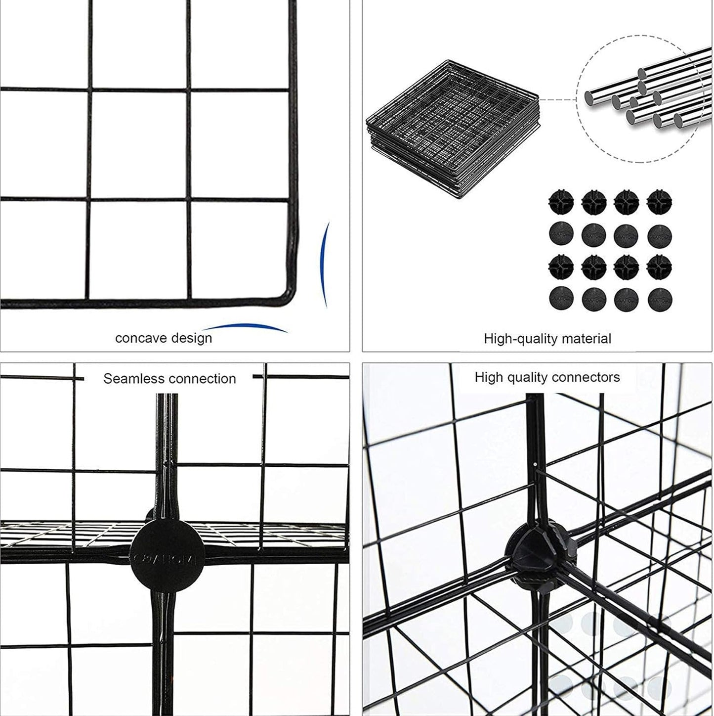 C&AHOME Wire Cube Storage, 6 - Cube Organizer Metal C Grids, Modular Shelves Units, Storage Bins Shelving, Closet Organizer, Ideal for Home, Office, Living Room, 36.6”L x 12.4”W x 36.6”H Black