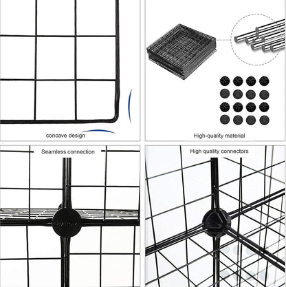 C&AHOME Wire Cube Storage, 6 - Cube Organizer Metal C Grids, Modular Shelves Units, Storage Bins Shelving, Closet Organizer, Ideal for Home, Office, Living Room, 36.6”L x 12.4”W x 36.6”H Black