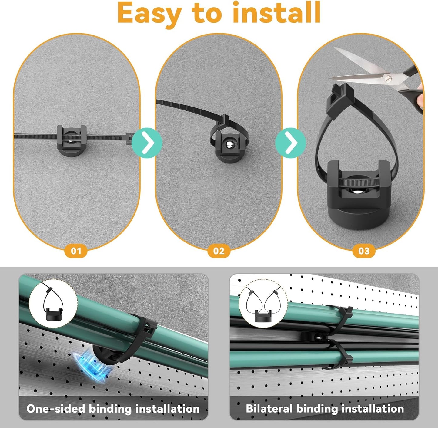 110 Pcs Magnetic Zip Tie Mount Base 26lbs Strong Magnetic Zip Tie Holder Multipurpose Magnet Cable Tie Clips Holder Wire Management Clips for Home Office Marine Electrical Wiring Organization Black