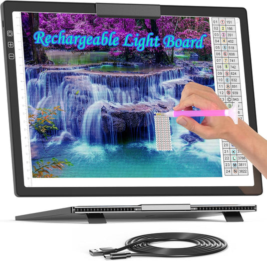 Honesorn A4 Copy Tracing Light Pad with Type-C Port, Ultra-Thin Diamond Painting Light Board, Led Light Table for Weeding Vinyl, Dimmable Tracing Light Box for Artists, Teens, White
