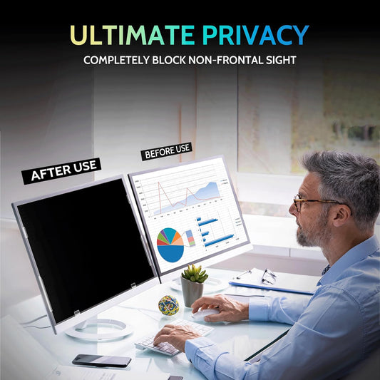 Peslv [2-Pack] 27 Inch Privacy Screen for Computer Monitor 16:9 Aspect Ratio, Eye Protection Anti Blue Light Glare Shield, 27inch Removable Black Blackout Anti Spy Desktop Security Private Filter - Colors A