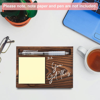 Inspirational Motivational Gifts, Encourage Gifts, Recovery Gifts, Little Reminders Sticky Note Holder, Post-it Note Dispenser for Desk, Wooden Post-it Note & Pen Holder 6.5" x 4.7" - FTA121