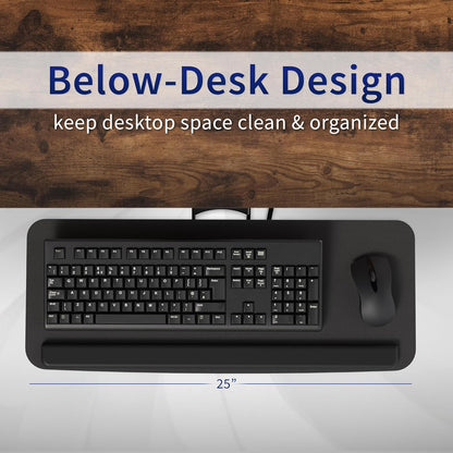 VIVO Adjustable Computer Keyboard & Mouse Platform Tray Ergonomic Under Table Desk Mount Drawer Underdesk Shelf (MOUNT-KB03B)
