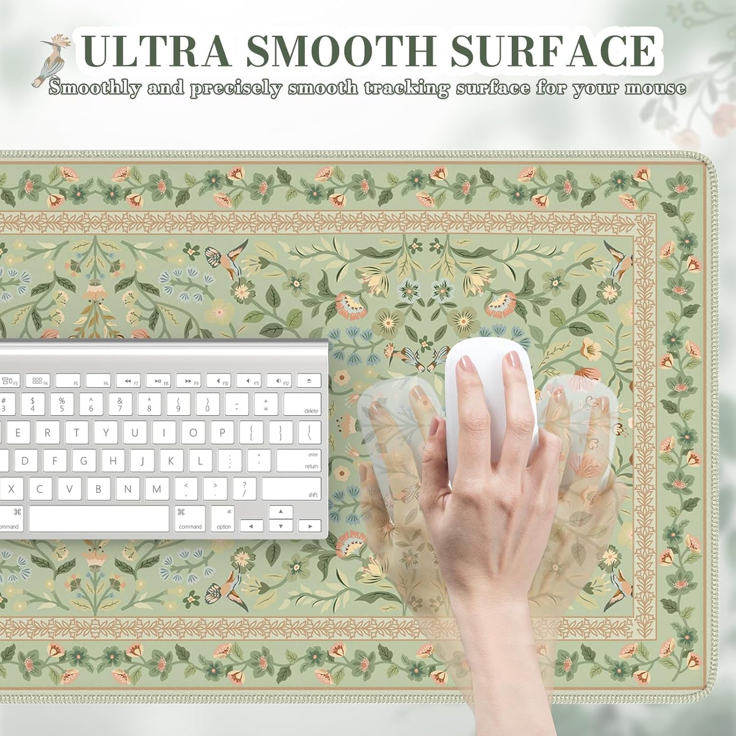 iCasso Desk Mat for Keyboard and Mouse, Large Mouse Pad, Desk Pad Mat, Anti-Slip Big Mousepad with Stitched Edges for Computer Desktop(Deep Green)