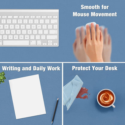Hsurbtra Desk Pad, 23.6" x 13.8" PU Leather Desk Mat, M Extended Mouse Pad, Waterproof Desktop Blotter Protector, Non-Slip Ultra Thin Small Laptop Keyboard Writing Mat for Office Home, Pink