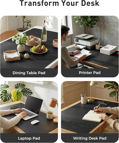 Aothia Leather Desk Pad Protector, Mouse Pad, Office Desk Mat, Non-Slip PU Leather Desk Blotter, Laptop Desk Pad, Waterproof Desk Writing Pad for Office and Home (Brown,23.6" x 13.7") - Colors B
