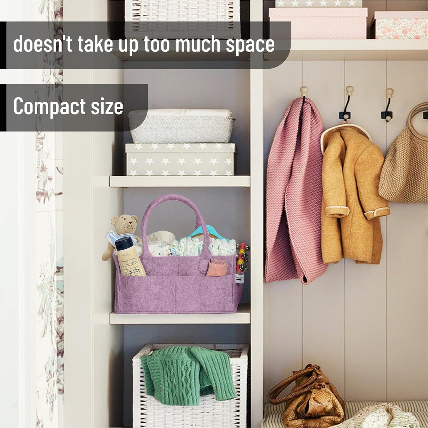 Mr. Pen- Baby Diaper Caddy Organizer, Gray, Medium, Nursery Storage Bin and Car Organizer for Diapers and Baby Wipes