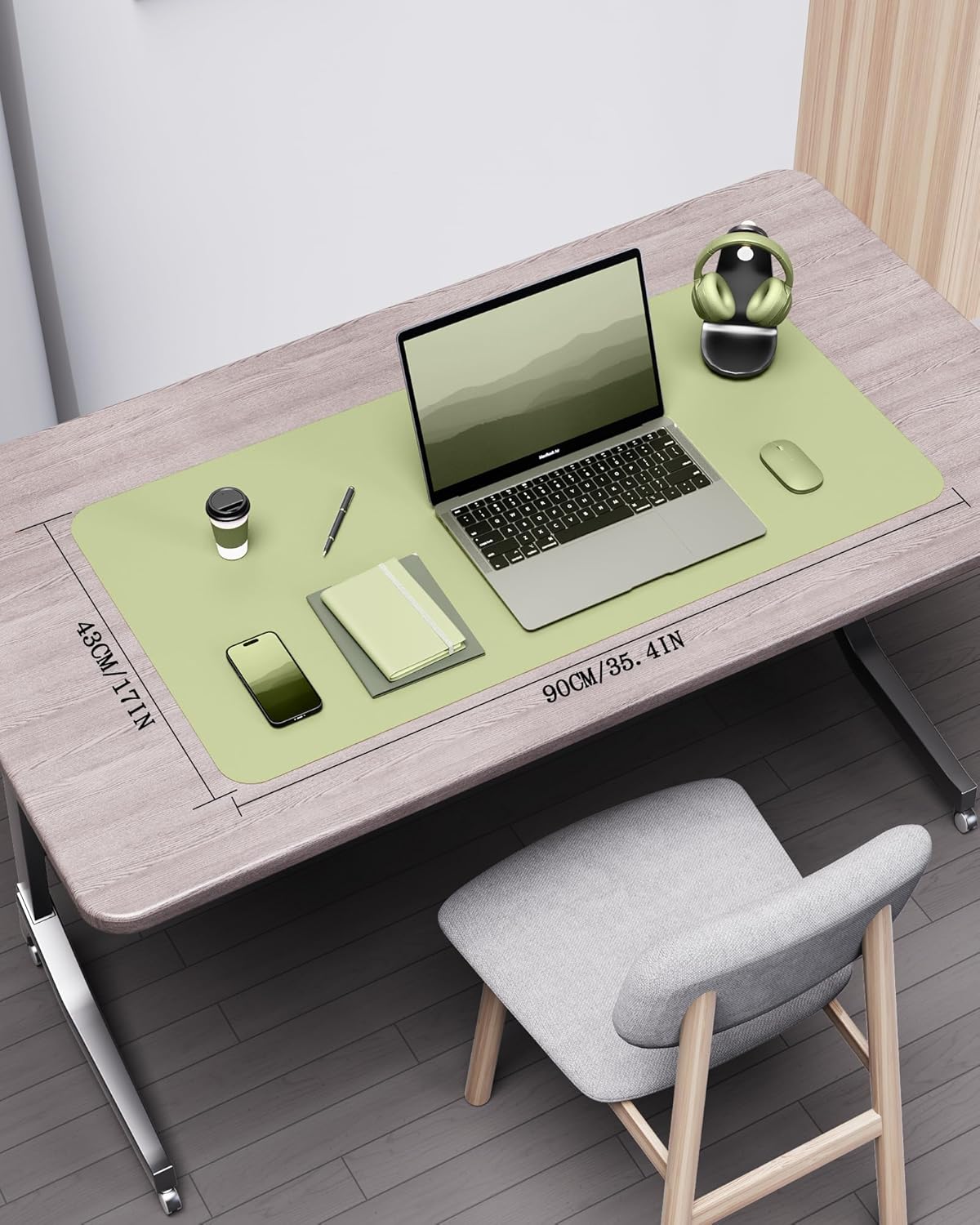 YSAGi Double-Sided Desk Pad, 31.5"x15.7"Leather Desk Mat, Eco Cork Desk Pad Protector,Large Mouse Pad,Waterproof Desk Blotter for Office/Home(Coffee)