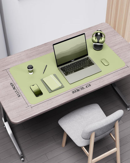 YSAGi Double-Sided Desk Pad, 31.5"x15.7"Leather Desk Mat, Eco Cork Desk Pad Protector,Large Mouse Pad,Waterproof Desk Blotter for Office/Home(Coffee)