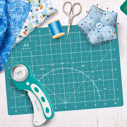 Headley Tools Rotary Cutter Set - 45mm Fabric Cutter, 5 Extra Rotary Blades, A3 Cutting Mat, Quilting Ruler and Sewing Clips, Craft Knife Set, Ideal for Crafting, Sewing, Patchworking, Purple