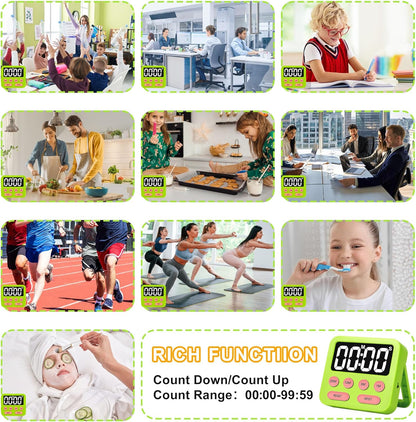 Pomodoro Timer for Kids, Productivity Timer with Loud Alarm, Digital Timers for Classroom, Suitable for ADHD Study Kitchen Work 1Pcs-Green