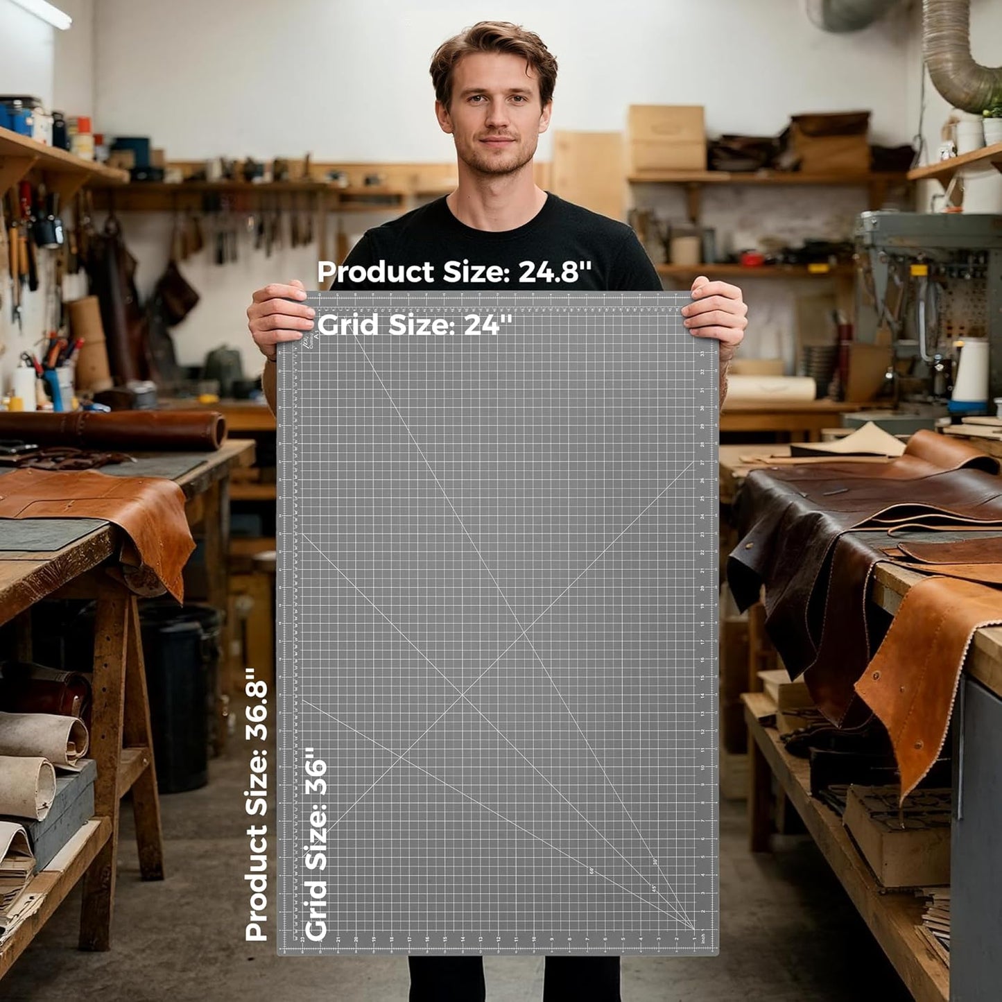 Premium Self Healing Cutting Mat 18'' x 12'', A3 Non-slip Sewing Mat for Quilting, 5-Ply Rotary Cutting Board Double-Sided for Crafts Cutting Fabric Scrapbooking Modeling Projects, Anthracite Gray