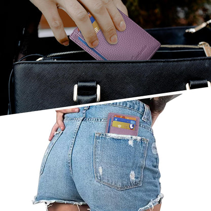 Travelambo Slim Wallet Front Pocket Minimalist Leather RFID Blocking Medium Size