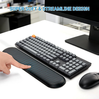ASFSKY RGB Keyboard Wrist Rest, Ergonomic Wooden Wrist Support with PU Leather & Memory Foam, Non-Slip and Easy-to-Clean Design, Wrist Pad for Mechanical Keyboard, Gaming & Office Use