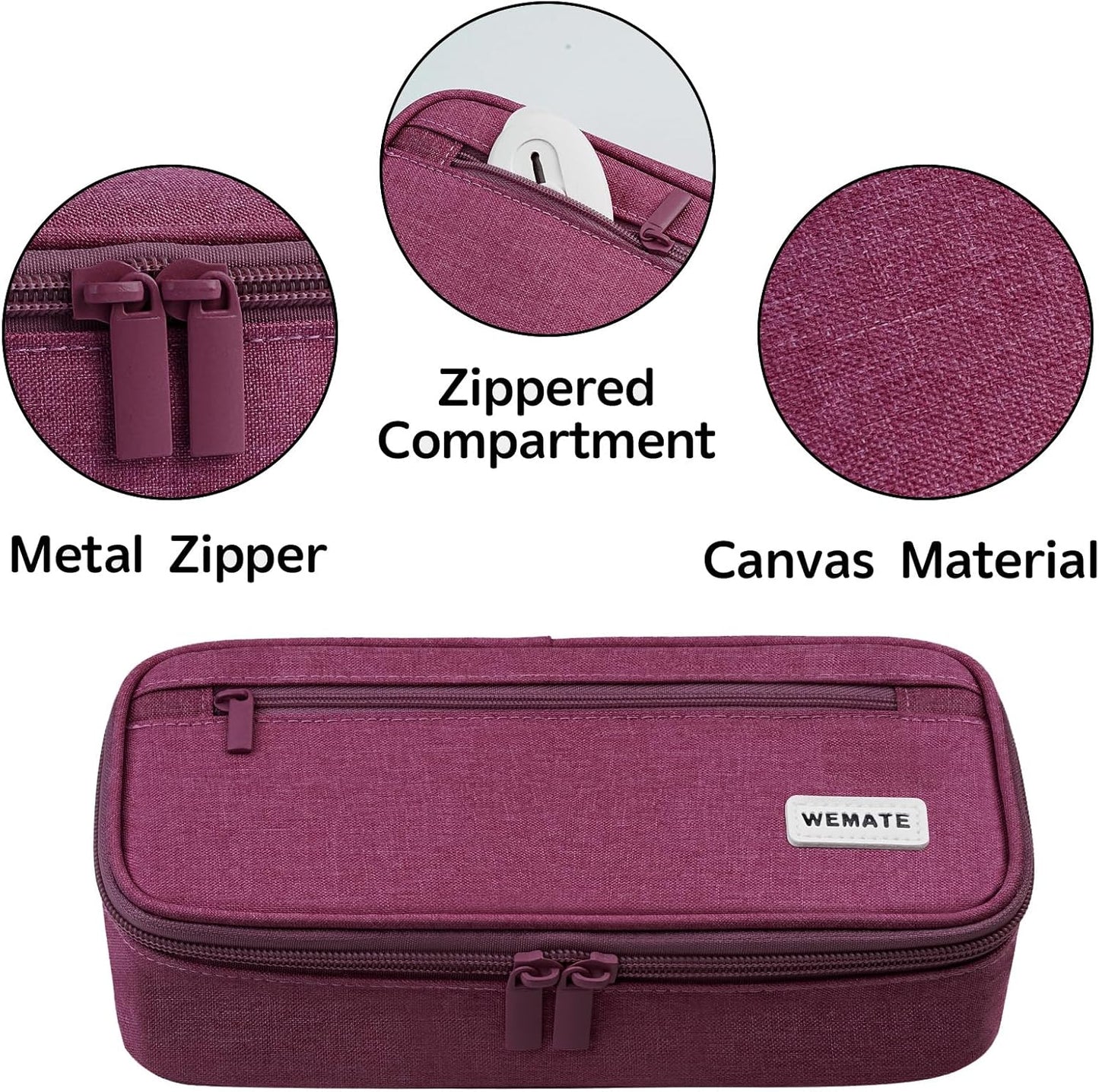 WEMATE Pencil Case, Large Storage Organizer, Makeup Bag, Teacher Must - have, Big Pencil Pouch, Marker Case for College
