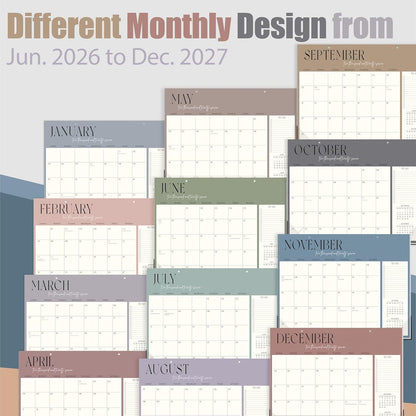Guasslee Desk Calendar 2026-2027(Jun. 2026 - Dec. 2027), 19-Month School Year Compact Desktop & Wall Calendar, 14" x 11" Thick Paper Monthly Planner for Small Space, Home Office, Dorm & School