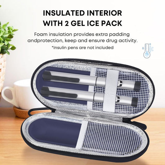 MOSLA Insulin Cooler Travel Case with 2 Reusable Ice Packs for Insulin Pen Portable Medical Cooler Bag for Diabetes and Other Diabetic Supplies for The Daily Life and Trip