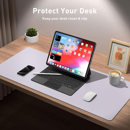 Aothia Leather Desk Pad Protector, Mouse Pad, Office Desk Mat, Non-Slip PU Leather Desk Blotter, Laptop Desk Pad, Waterproof Desk Writing Pad for Office and Home (Brown,23.6" x 13.7") - Colors A