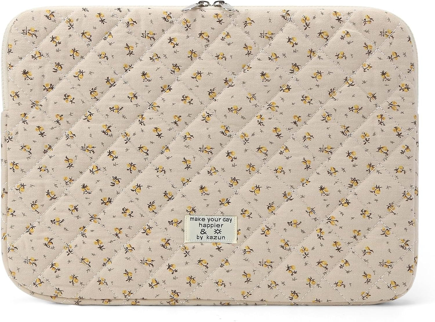 Puffy Laptop Sleeve 13 Inch Cute Quilted Laptop Protective Case Padded Floral Computer Sleeve for MacBook (A-Blue, 13 Inch)