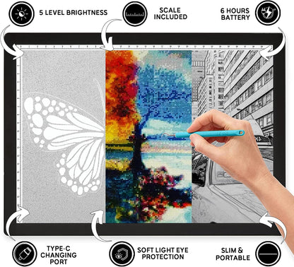 iVyne Rechargeable A4 Light Pad for Tracing & Weeding - LED Light Board for Weeding Vinyl - for Cricut Vinyl Weeding Tools - Ultra-Thin & Portable - Perfect for Artists & Crafters - Pink