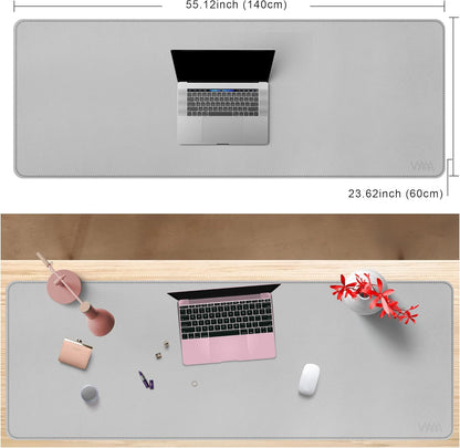 Vyaaa PU Leather & Cork Desk Mat, 39.4"x15.7" Dual Sided Computer Desk mat, Waterproof Large Mouse Pad, Non-Slip Office Desk pad, Office Desk Protector for Work/Gaming/Home (Black)